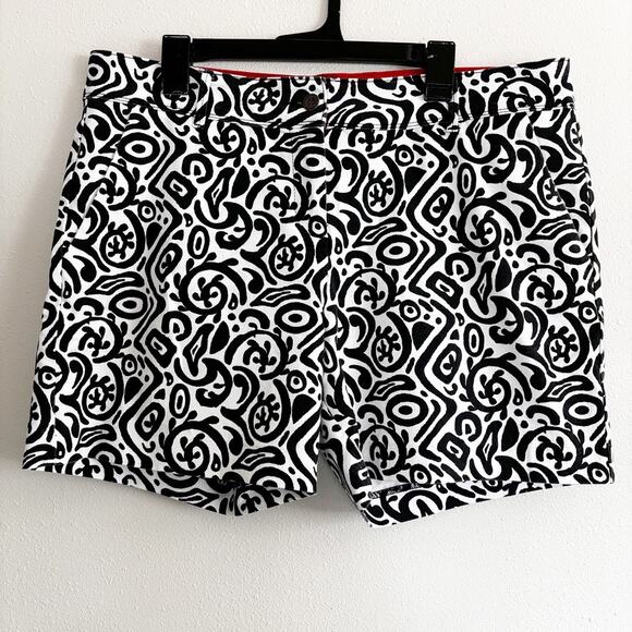 Isaac Mizrahi Sz 16 Black White Pattern Cotton Chinos New York Dressy Classy - Picture 1 of 12